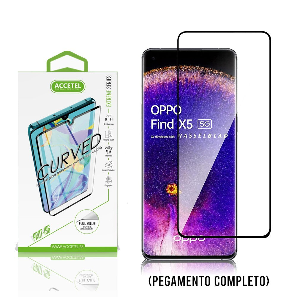Película de Vidro Curvo Full Glue Oppo Find X5 Preto