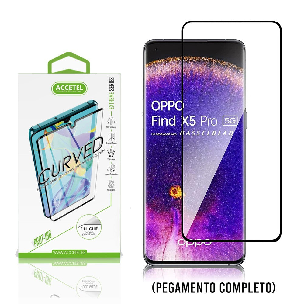 Película de Vidro Curvo Full Glue Oppo Find X5 Pro Preto
