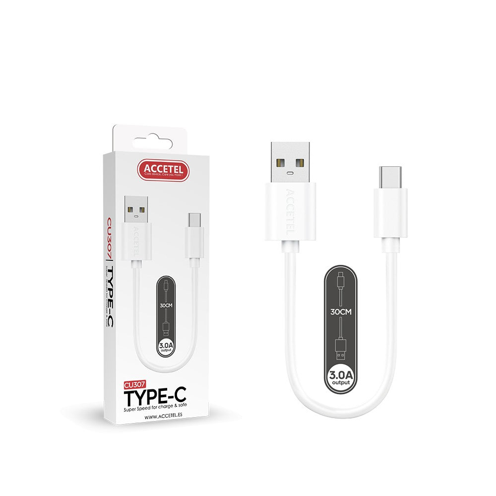 Cabo de Dados 3.0A - Tipo-C (0.30M) Branco