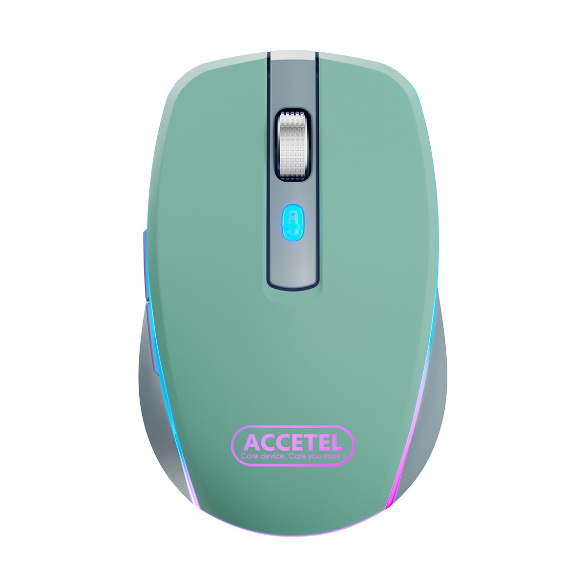 Rato Recarregável Sem Fio Bluetooth 5.2 RGB 2.4GHZ 800/1200/1600 DPI - Verde Cerceta