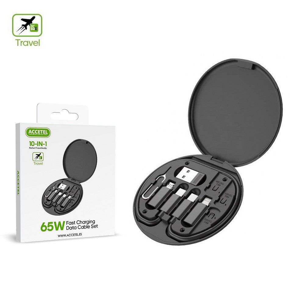 Kit de cabo de carregamento multifuncional 10 em 1 para viagens