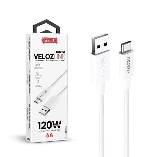 Cabo de Carregamento Rápido para Xiaomi 120W USB-A para USB-C 6A (1M) Branco