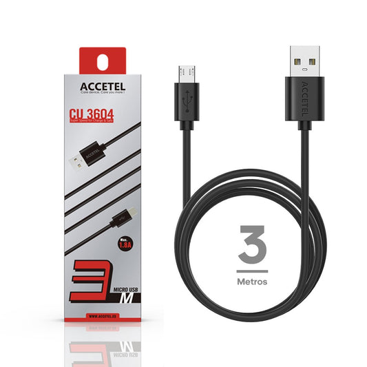Cabo de Dados 1.8A - Micro USB (3M) Preto