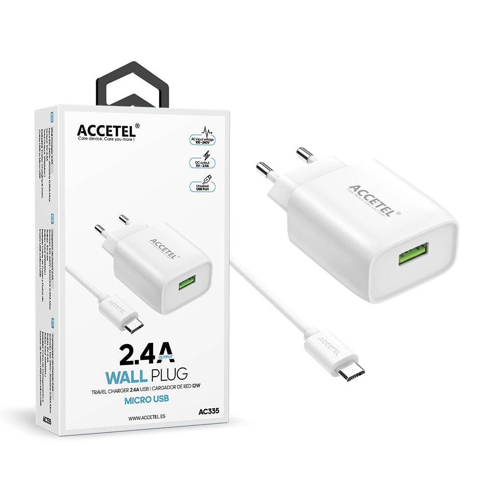 Carregador de Parede USB 2.4A - Cabo Micro USB