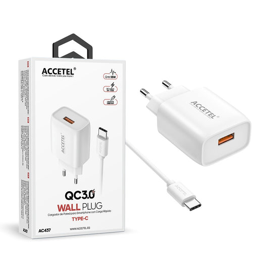 Carregador de Parede QC3.0 18W - Tipo-C Branco
