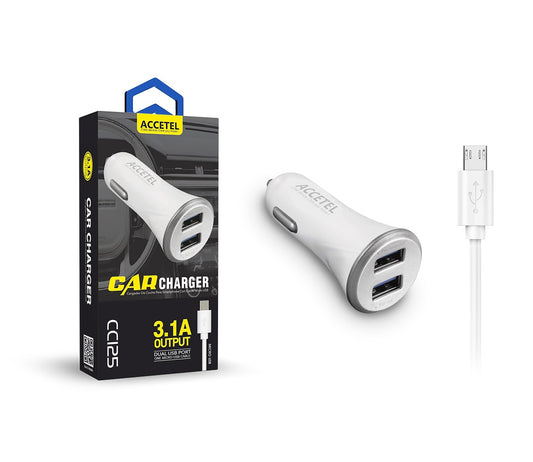Carregador de Carro USB Duplo 3.1A - Micro USB