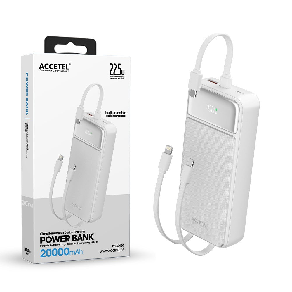 Bateria Externa de Carregamento Rápido 20000mAh 22.5W PD+QC3.0 - Branca