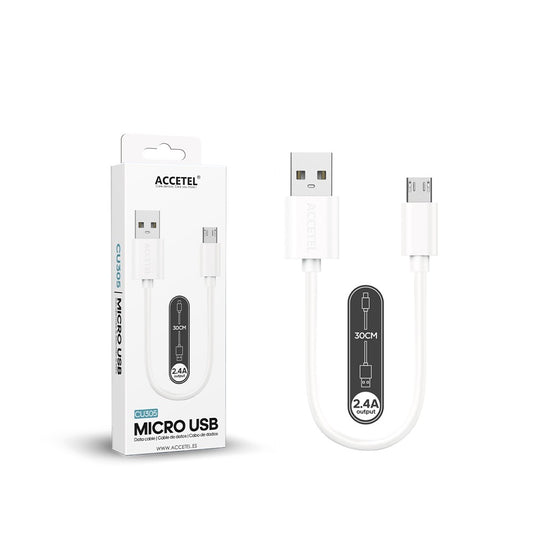Cabo de Dados 2.4A - Micro USB (0.30M) Branco