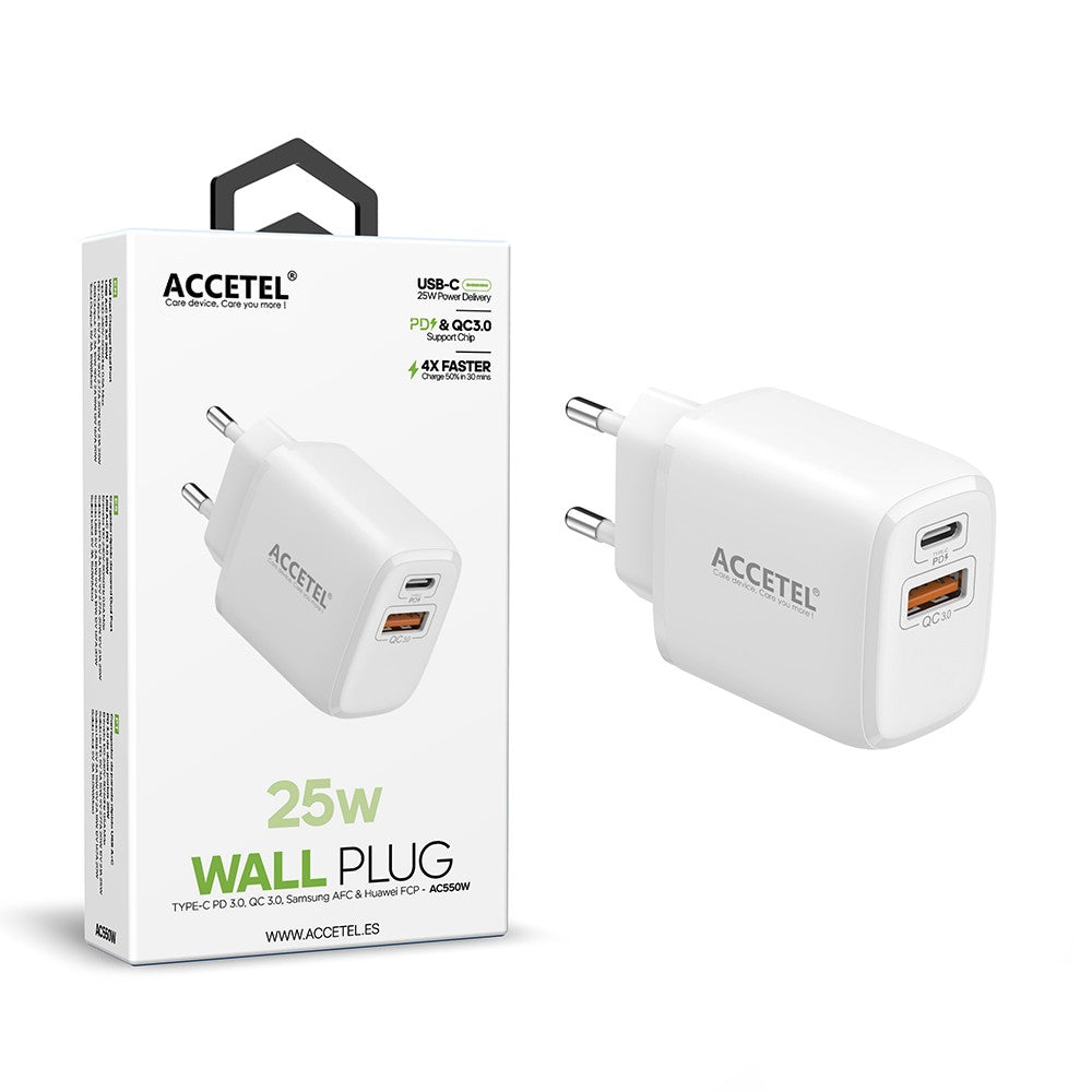Carregador de Parede Carregamento Rápido QC/PD 3.0 Portas Duplas A+C 25W