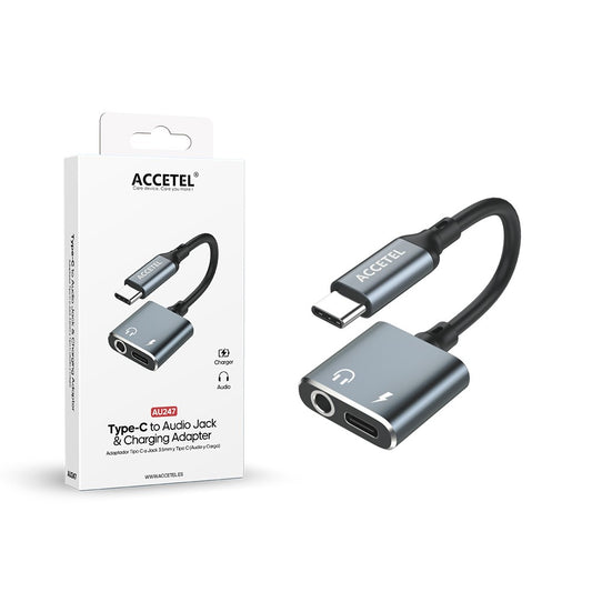 Adaptador USB-C para Jack 3.5mm Áudio e USB-C Carregamento