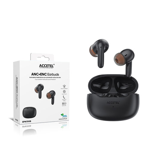 Auricular Inalámbrico com Cancelamento Ativo de Ruído ANC+ENC - Preto
