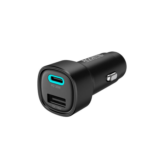Carregador de Carro Carregamento Rápido Portas Duplas Tipo-C+USB-A PD Máx. 48W