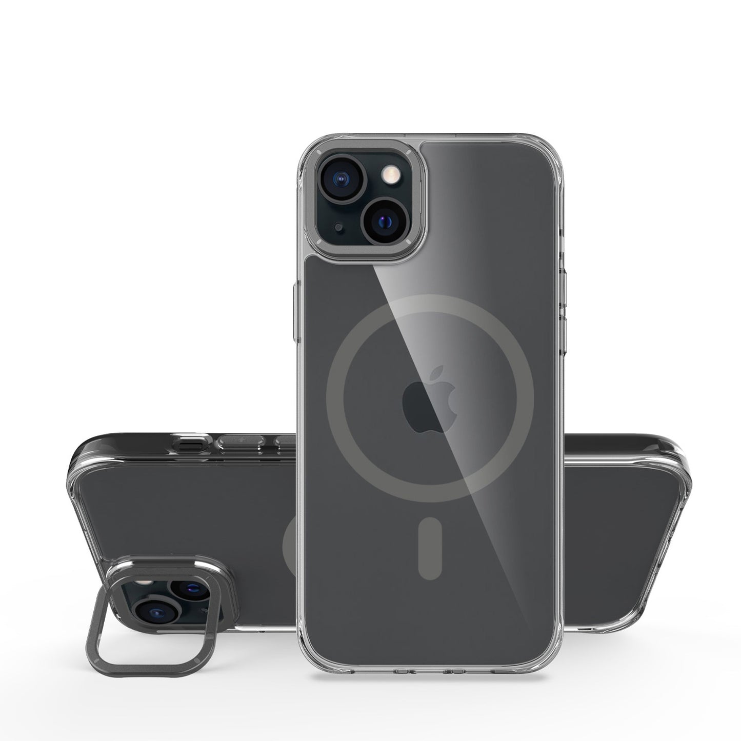 Capa Frame antichoque com aro de alumínio e MagSafe para iPhone 14 Plus / 15 Plus - Cinza
