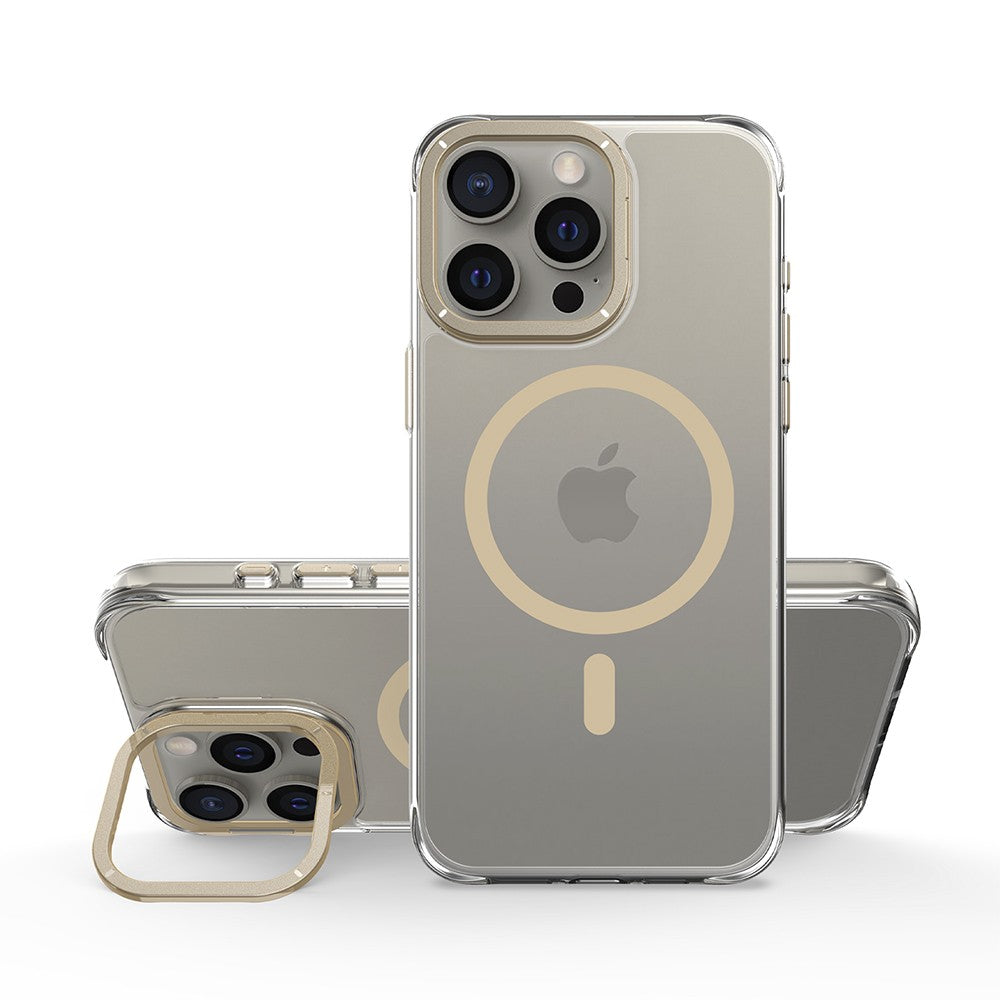 Capa Frame antichoque com aro de alumínio e MagSafe para iPhone 15 Pro - Dourado