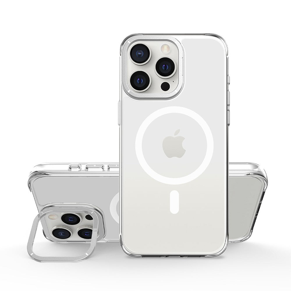 Capa Frame antichoque com aro de alumínio e MagSafe para iPhone 15 Pro Max - Prata