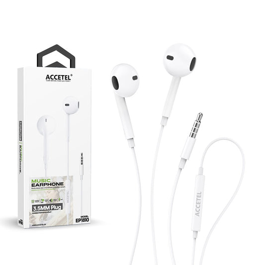Auscultadores Estéreo com Microfone - Branco (Novo)