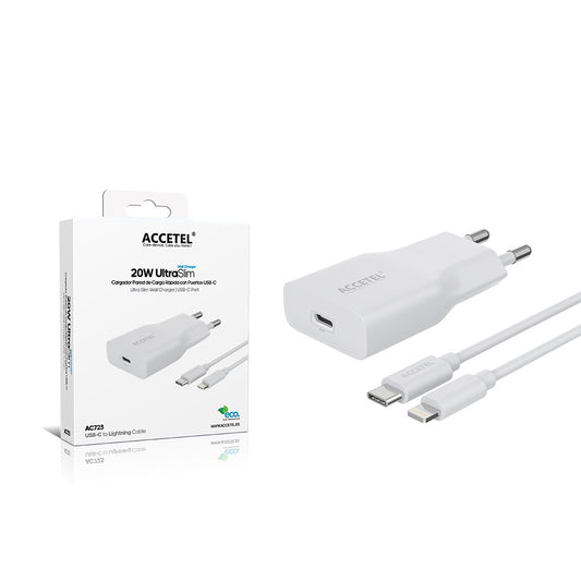 Carregador de Parede UltraSlim de Carga Rápida PD 20W - Cabo USB-C para Lightning