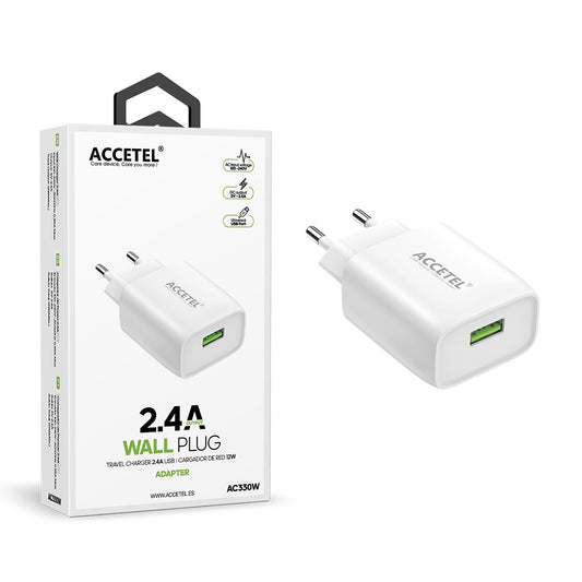 Carregador de Parede USB 2.4A Branco