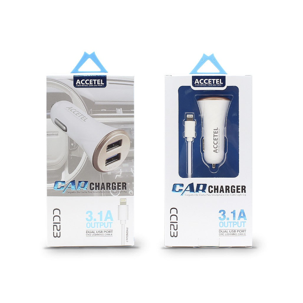 Carregador de Carro USB Duplo 3.1A - Lightning