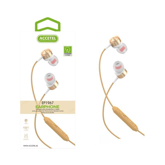 Auscultadores Estéreo 3.5mm com Microfone - Ouro
