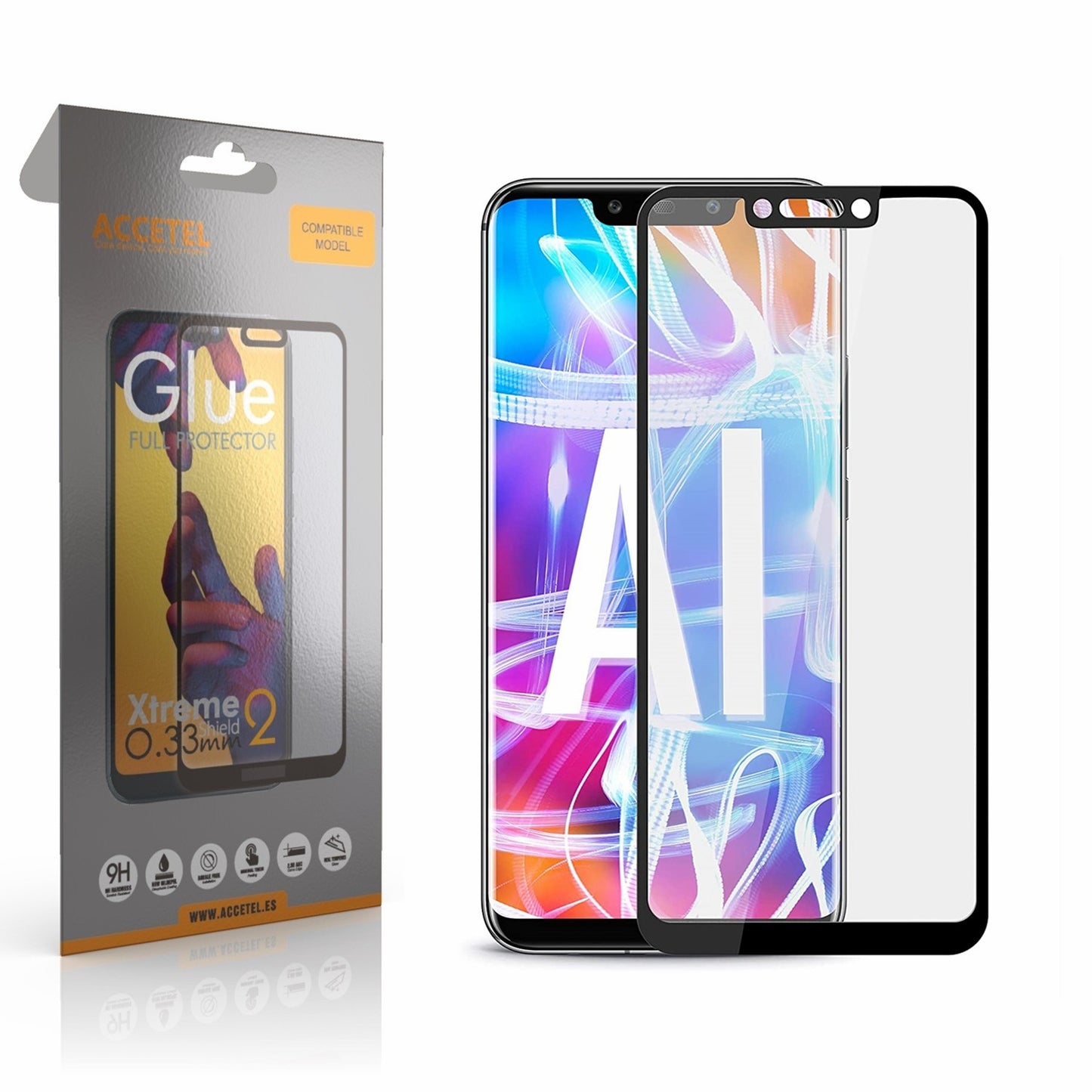 Película de Vidro 2D Full Glue Huawei Mate 20 Lite Preto