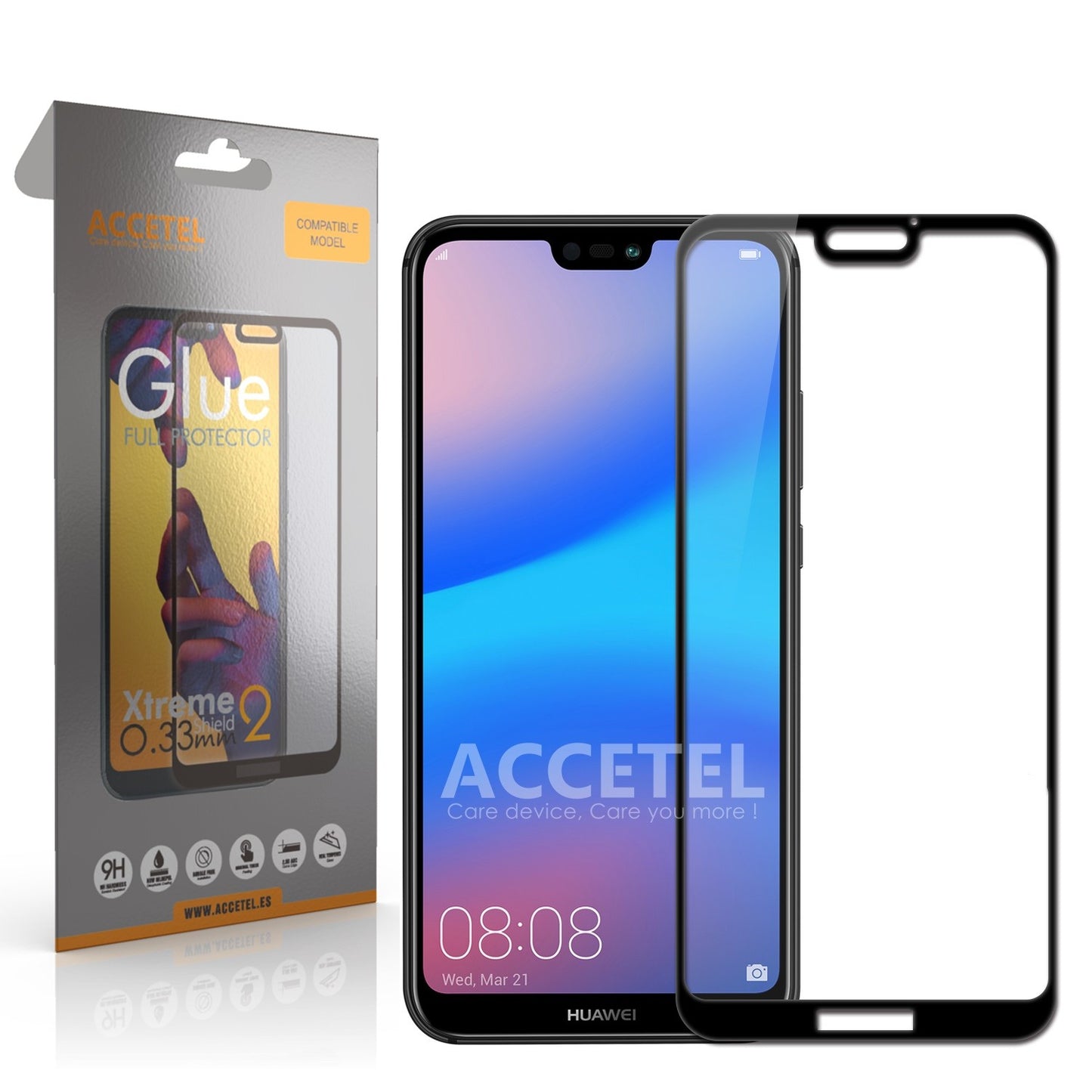 Película de Vidro 2D Full Glue Huawei Lite Preto