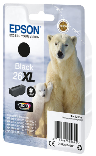 Cartucho de tinta original Epson T2621 (26XL) Preto