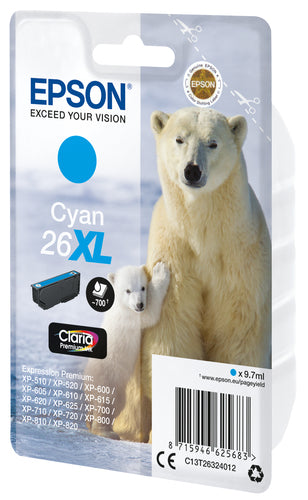 Cartucho de tinta original Epson T2632 (26XL) Ciano