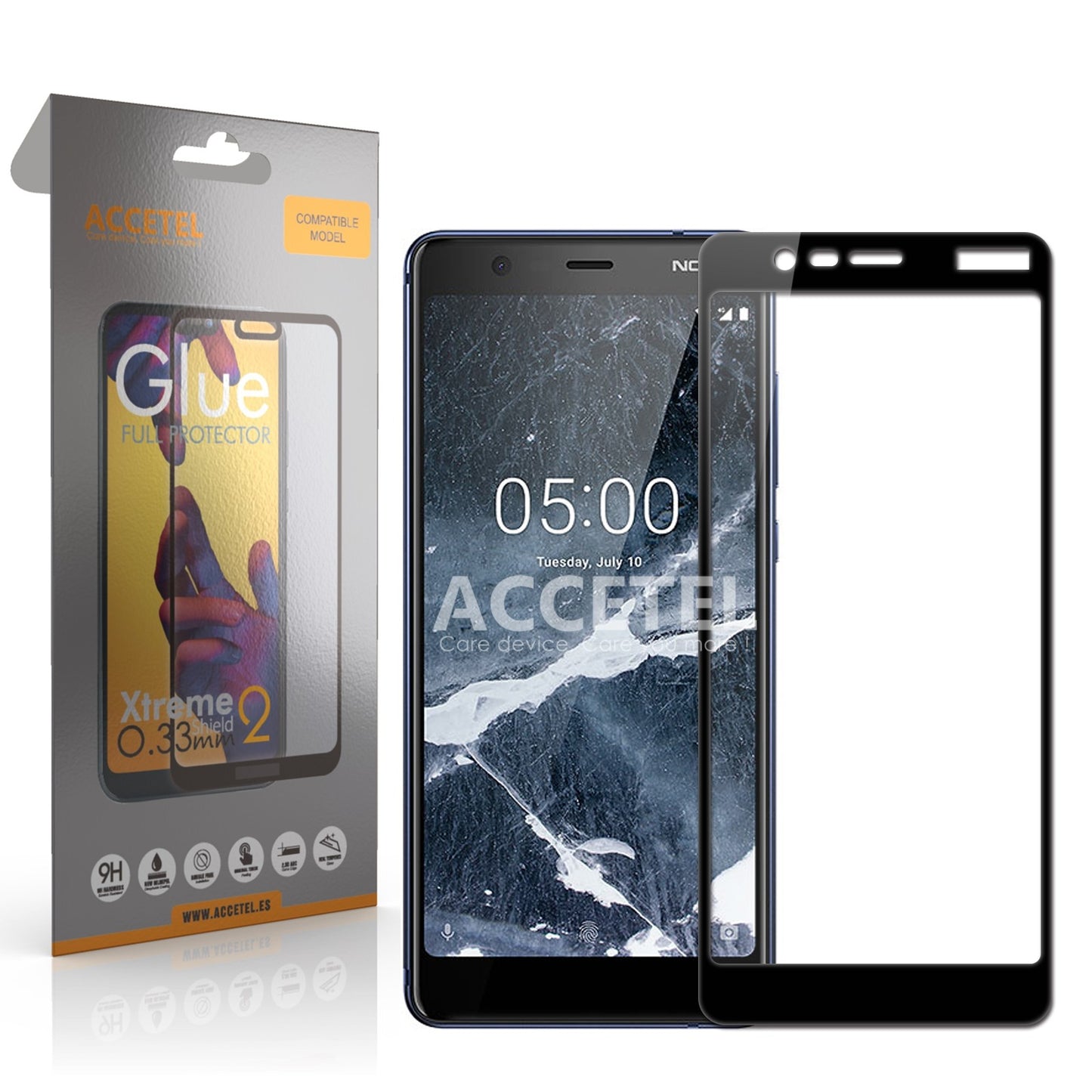 Película de Vidro 2D Full Glue Nokia 5.1 Preto