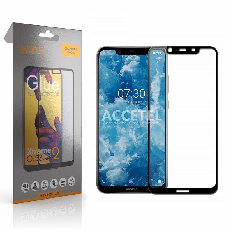 Película de Vidro 2D Full Glue Nokia 7.1 Plus Preto