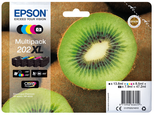 Cartucho de tinta original Epson 202XL Pack de 5 Cartuchos de Tinta Originales - C13T02G74010 5 Colores