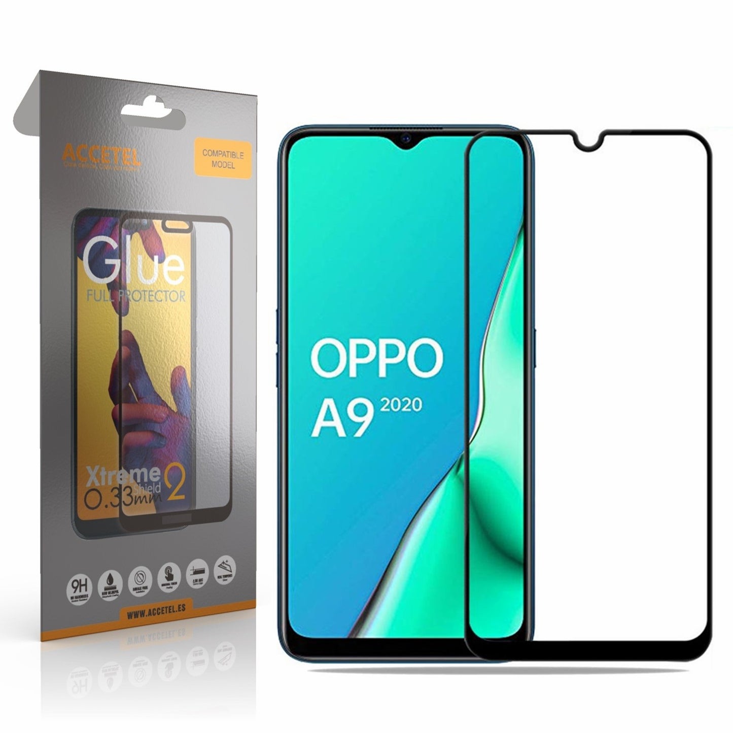Película de Vidro 2D Full Glue Oppo A9 2020 Preto