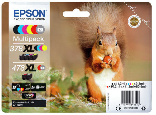 Pack de 6 de cartucho de tinta original Epson 378XL/478XL 6 Cores