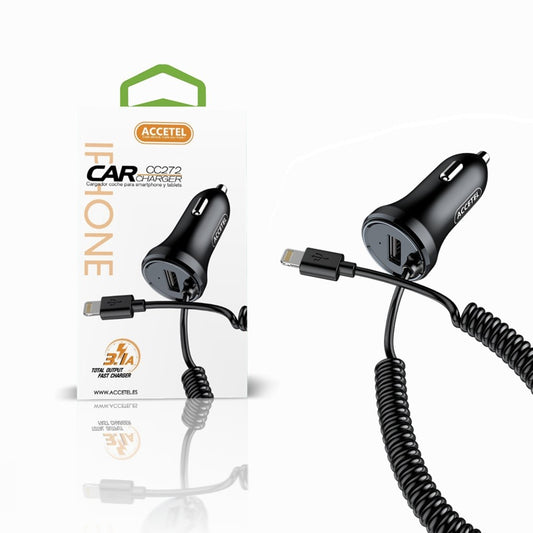 Carregador de Carro 3.1A 1 Porta USB - Cabo Lightning