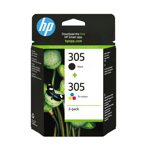 Pack de 2 de cartucho de tinta original HP 305 Negro + Color Preto e Tricolor