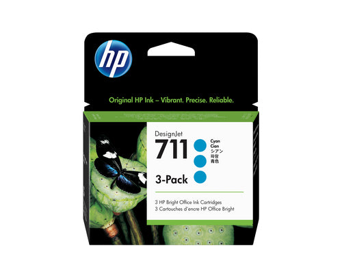 Pack de 3 de cartucho de tinta original HP 711 Ciano