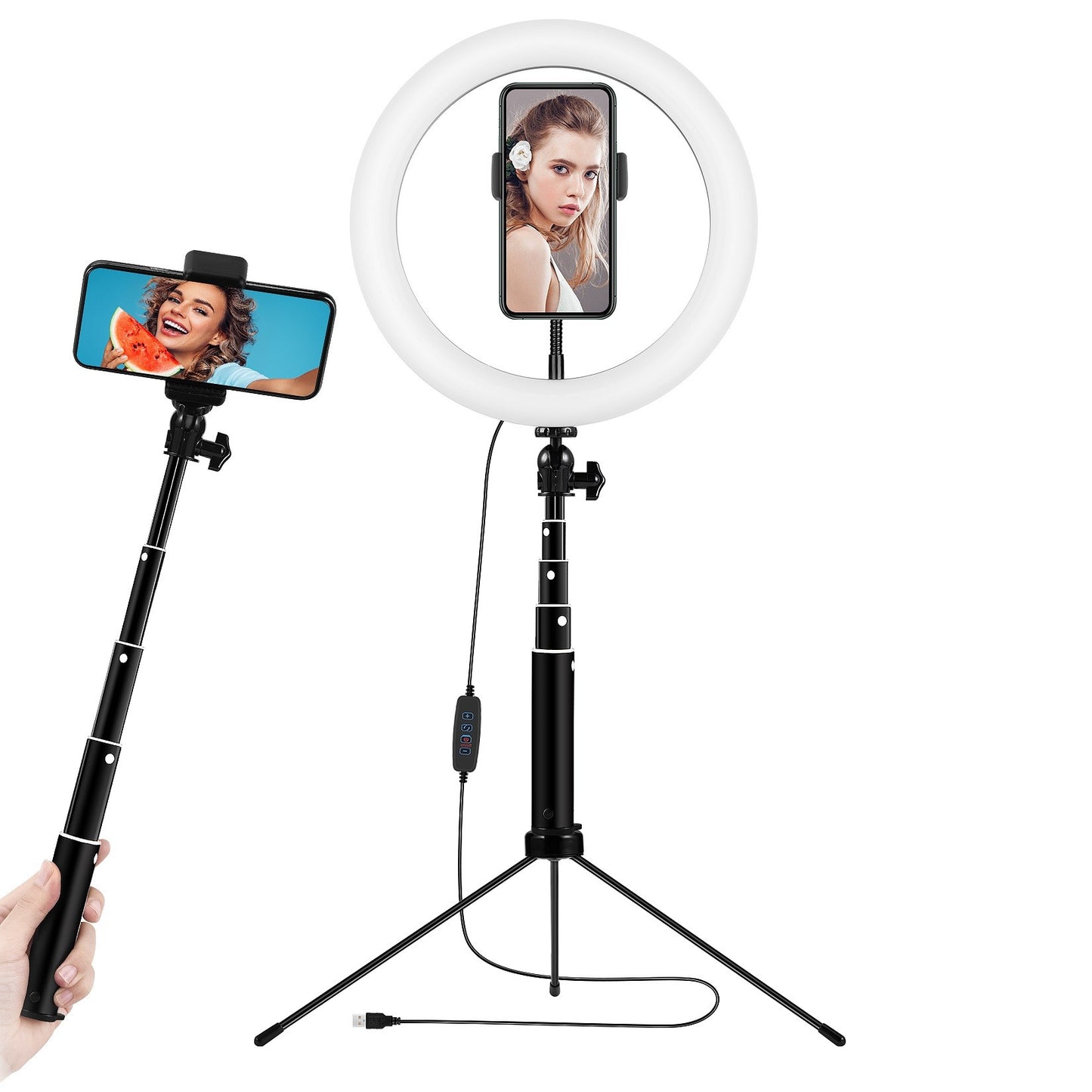 LK-A111 Mini haste de extensão de alumínio para selfie stick (comprimento 15 cm - 56 cm)