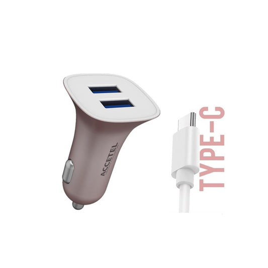Carregador de Carro Duplo USB 2.1A - Tipo-C Rosa