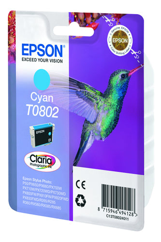 Cartucho de tinta original Epson T0802 Ciano