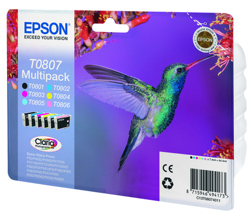 Pack de 6 de cartucho de tinta original Epson T0807 6 Cores