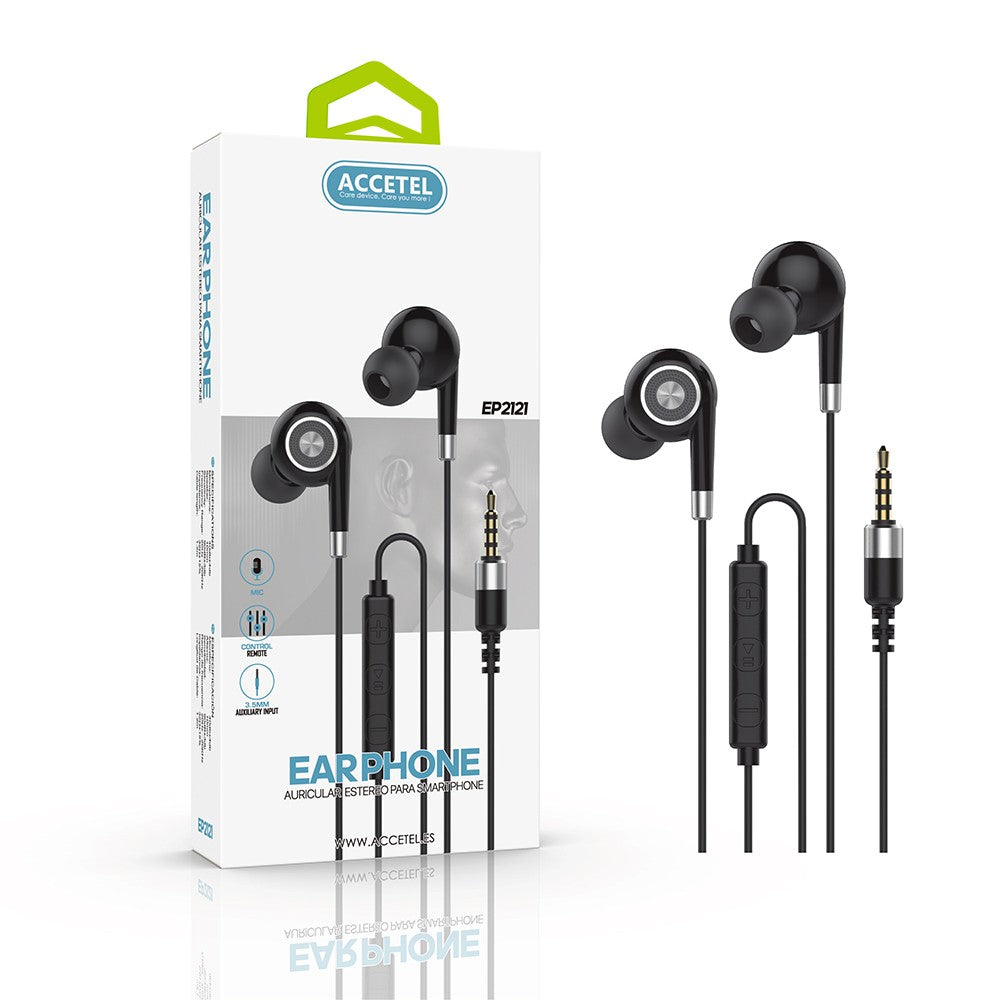 Auscultadores Estéreo 3.5mm com Microfone - Preto/Prata