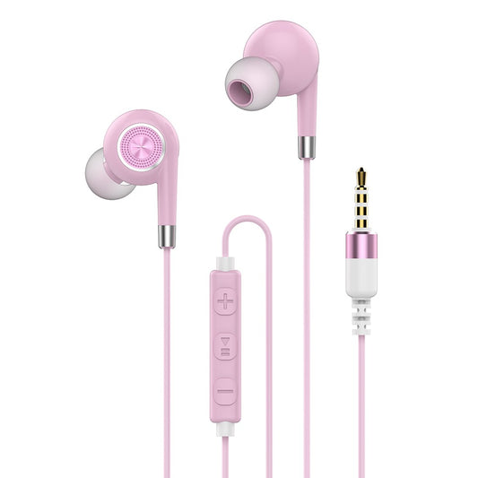 Auscultadores Estéreo com Microfone E Botão Multifuncional - Rosa/Prata