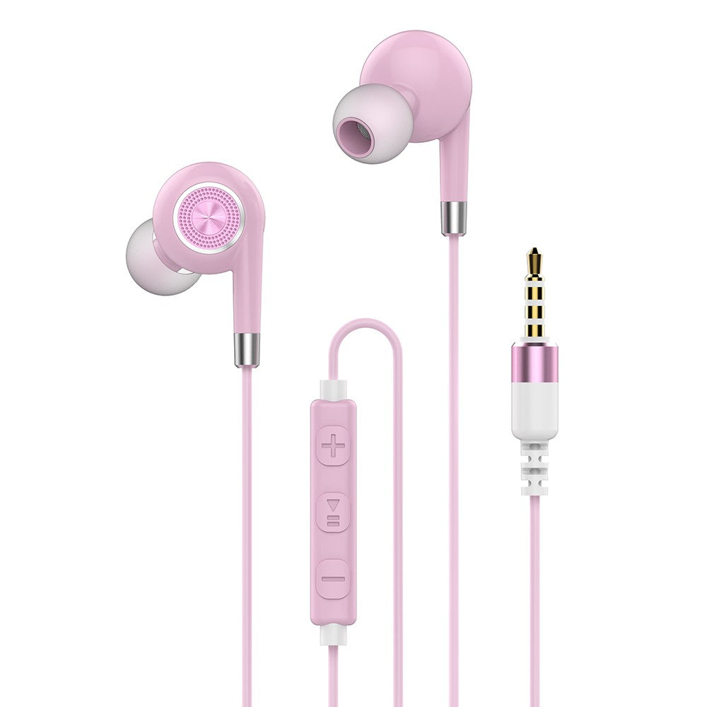 Auscultadores Estéreo com Microfone E Botão Multifuncional - Rosa/Prata