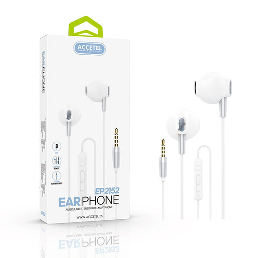 Auscultadores Estéreo 3.5mm com Microfone - Branco