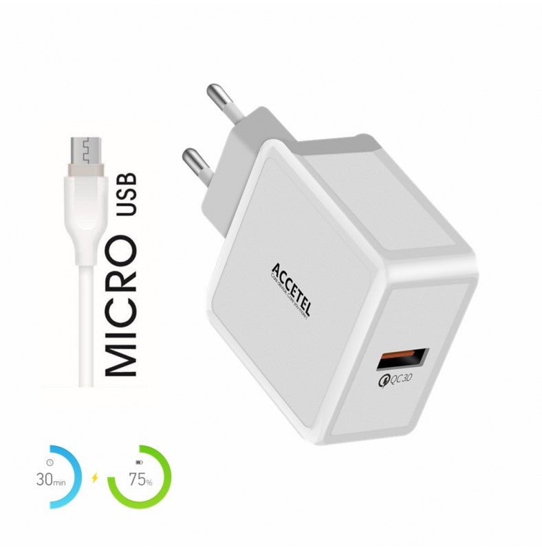 Carregador de Parede Carga Rápida QC3.0 18W Micro USB Branco