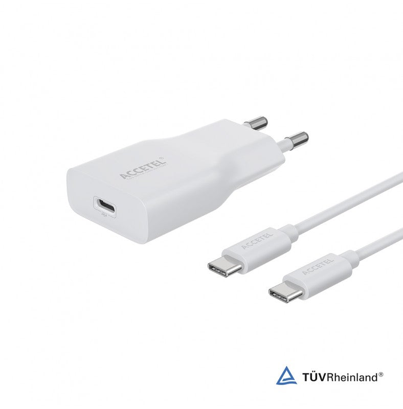 Carregador de Parede UltraSlim de Carga Rápida PD 20W Cabo USB-C para USB-C
