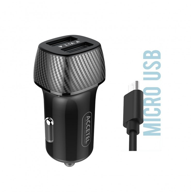 Carregador de Carro Duplo USB 3.1A Cabo Micro USB