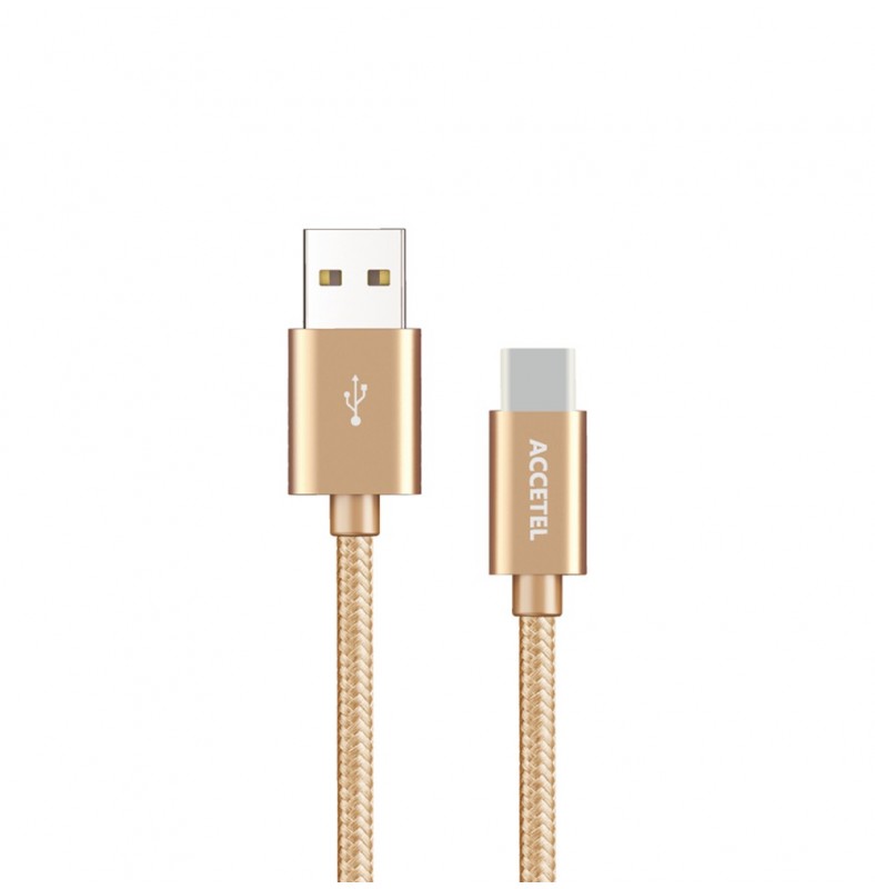 Cabo de Dados Nylon 2.4A Tipo-C Dourado
