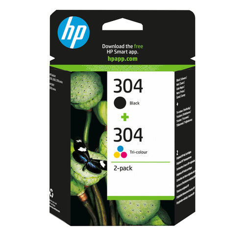 Pack de 2 de cartucho de tinta original HP 304 Negro + Color Preto e Tricolor