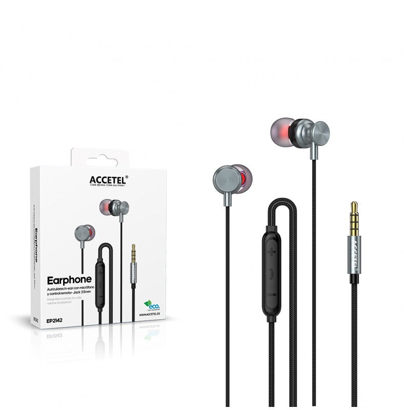 Auscultadores Estéreo 3.5mm com Microfone Cinza